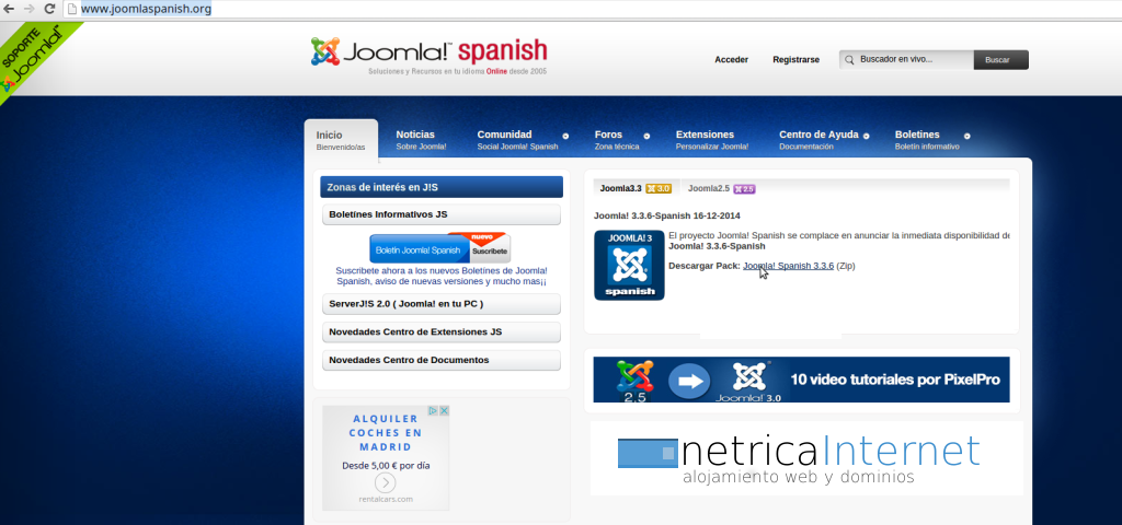 Instalar joomla manualmente desde plesk imágen 1