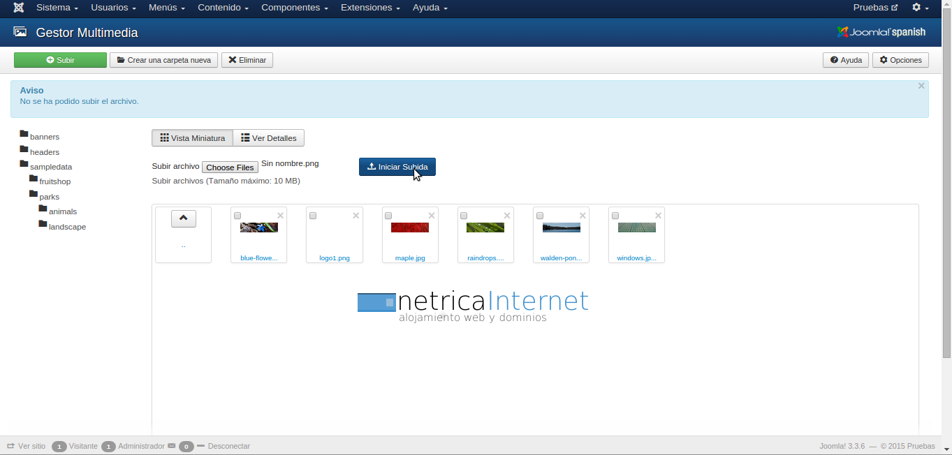 Subir diapositivas al panel de control en joomla imágen 3